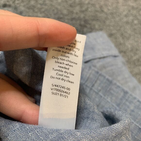 Athleta Shorts Womens 0 Blue Cabo Linen Chambray Elastic Waist Drawcord Pocket - Picture 9 of 11